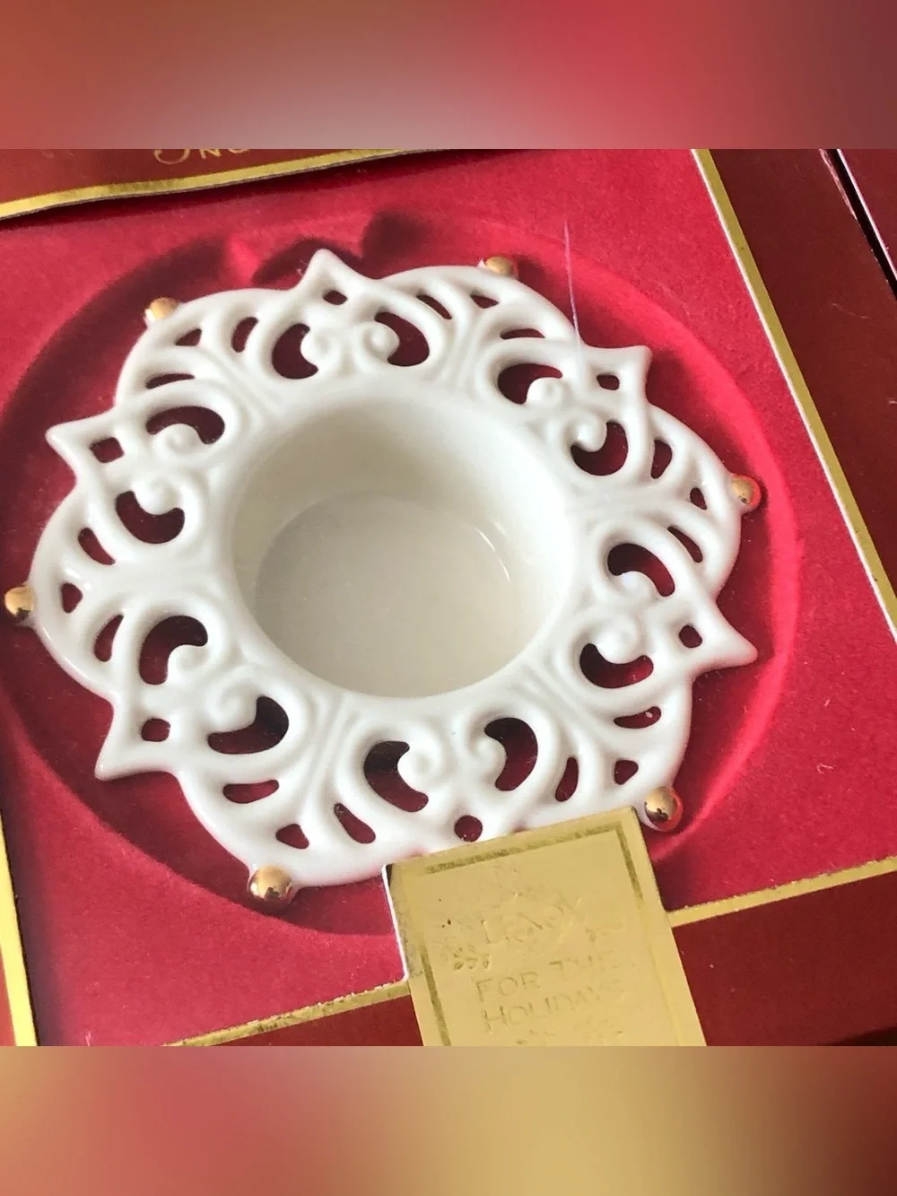Lenox Snow Lights Sparkle Votive Porcelain Candle Holders Set of 2 Vintage